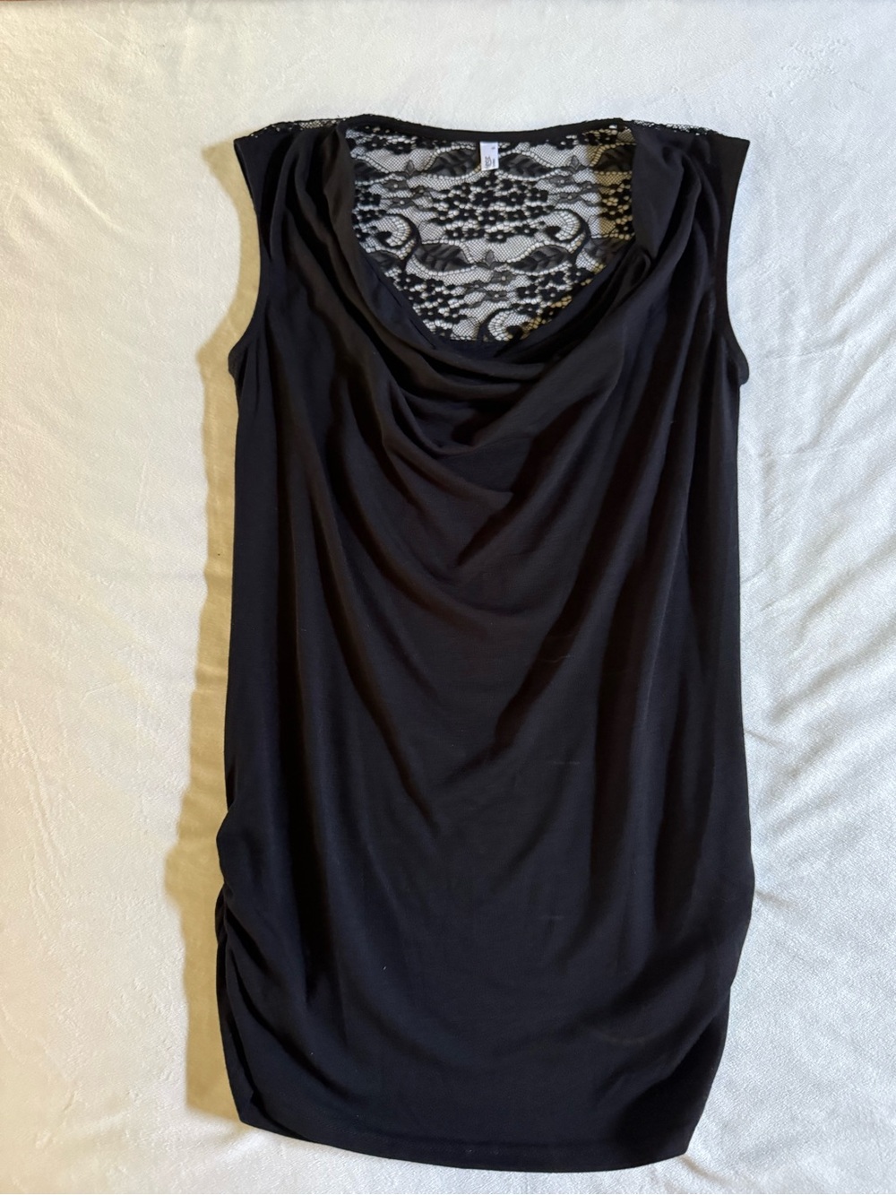 Black Lace-Back Draped Women's Top